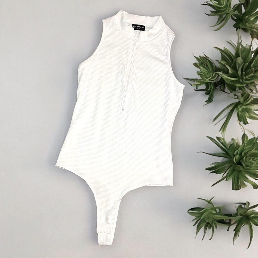 White Zipper Bodysuit